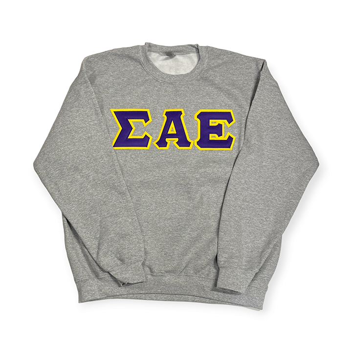 Sigma Alpha Epsilon Greek Letter Sweatshirt - Light Steel, St Louis Blue & Maize