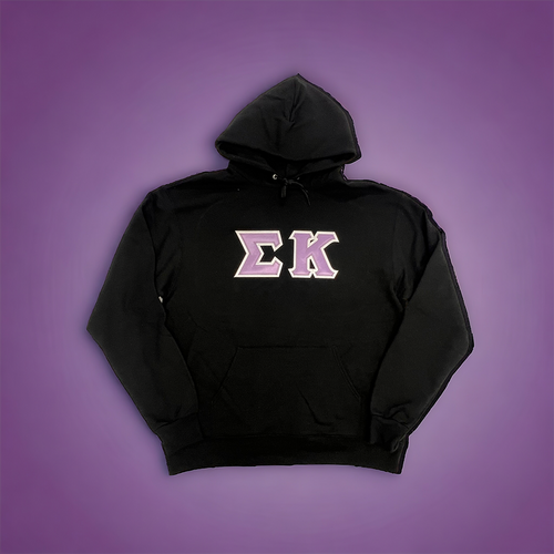 Sigma Kappa Sorority Lettered Hoodie - Black, Lavender & White