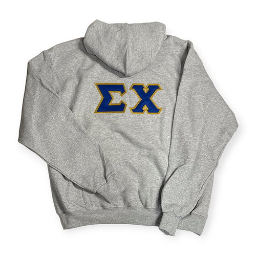 Sigma Chi Lettered Hoodie - Light Steel, Royal & Old Gold