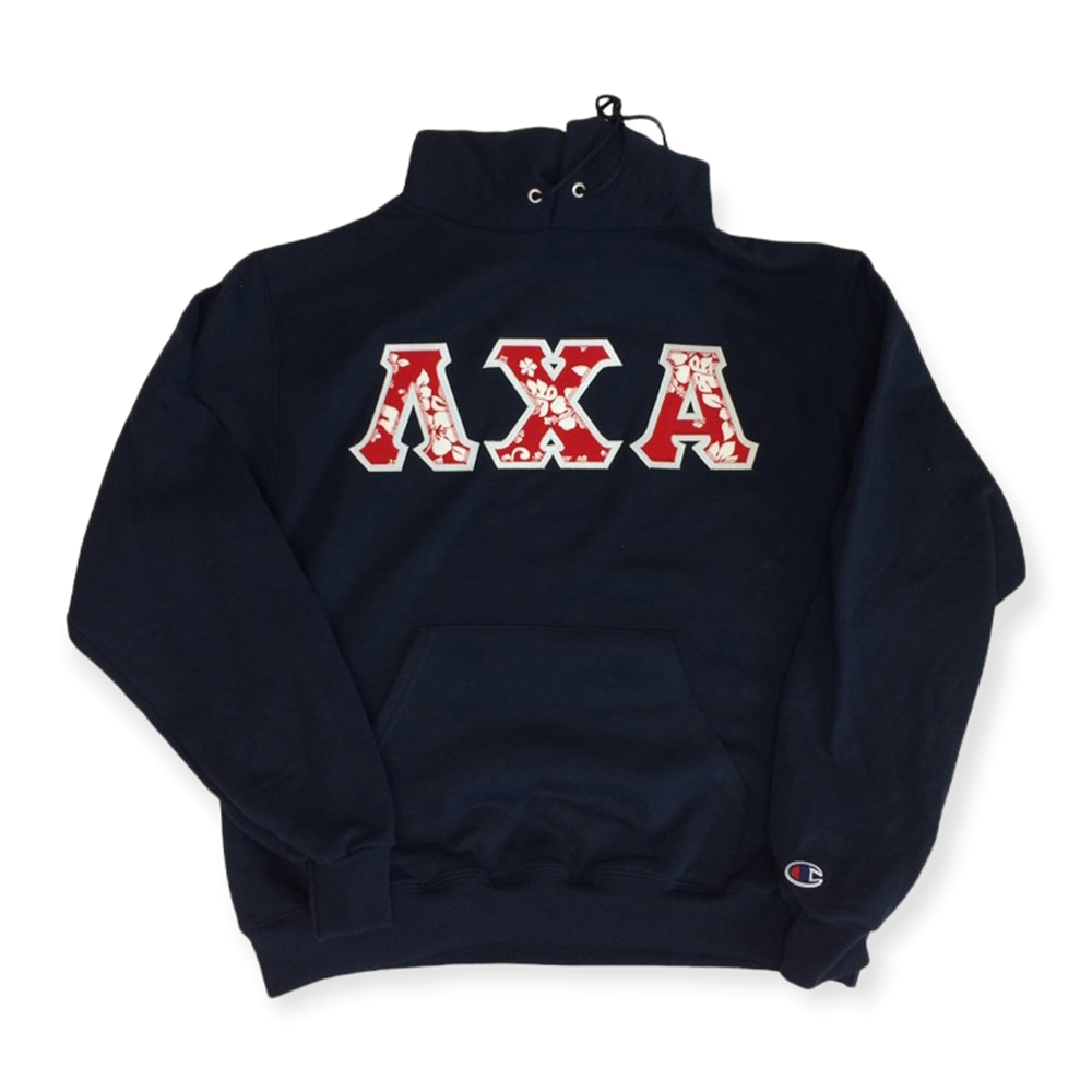 Lambda Chi Alpha Fraternity Letter Hoodie - Navy, Tropical Red Too & White