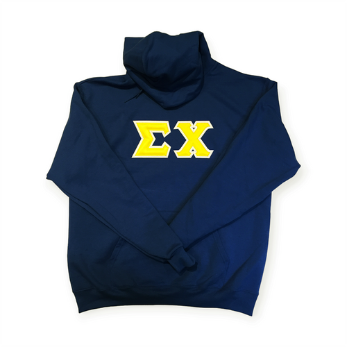 Sigma Chi Lettered Hoodie - Navy, Maize & White