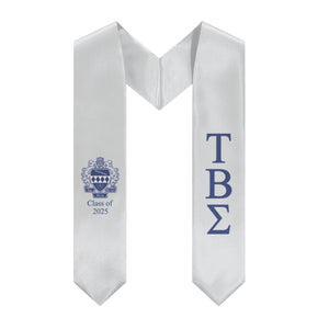 Tau Beta Sigma + Blue Crest + Class of 2025 Graduation Stole - Silver & Blue