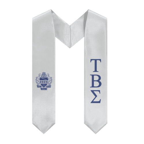 Tau Beta Sigma Graduation Stole With Blue Crest - Silver & Blue