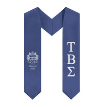 Load image into Gallery viewer, Tau Beta Sigma + Crest + Class of 2025 Graduation Stole - Blue &amp; White