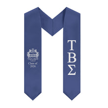 Load image into Gallery viewer, Tau Beta Sigma + Crest + Class of 2026 Graduation Stole - Blue &amp; White