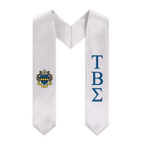 Tau Beta Sigma Graduation Stole With Crest - White