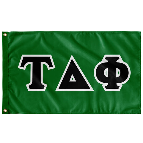 Tau Delta Phi Greek Block Flag - Kelly Green, Black & White