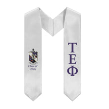 Load image into Gallery viewer, Tau Epsilon Phi + Crest + Class of 2026 Graduation Stole - White &amp; Purple