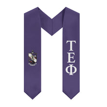 Load image into Gallery viewer, Tau Epsilon Phi Graduation Stole With Crest - Purple &amp; White