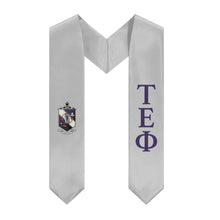 Load image into Gallery viewer, Tau Epsilon Phi Graduation Stole With Crest - Silver &amp; Purple
