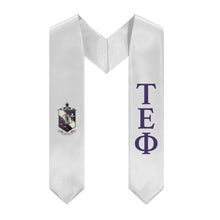 Load image into Gallery viewer, Tau Epsilon Phi Graduation Stole With Crest - White &amp; Purple
