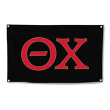 Load image into Gallery viewer, Theta Chi Four-Grommet Banner - Black, Military Red &amp; Resolute Gold