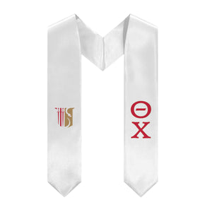 Theta Chi Graduation Stole With Shield - White, Military Red & Resolute Gold