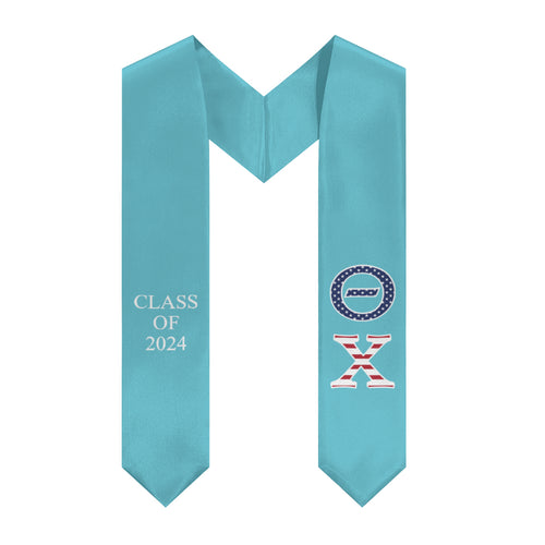 Theta Chi Class Of 2024 USA Stole - Aqua