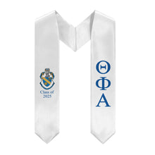 Load image into Gallery viewer, Theta Phi Alpha + Crest + Class of 2025 Graduation Stole - White &amp; Navy