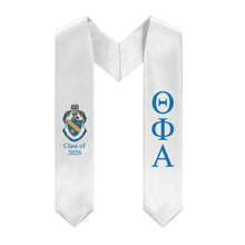 Load image into Gallery viewer, Theta Phi Alpha + Crest + Class of 2026 Graduation Stole - White &amp; Blue