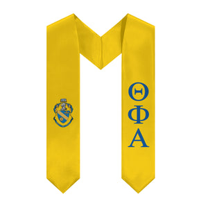 Theta Phi Alpha Graduation Stole With Crest - Goldenrod & Navy