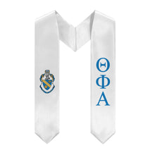 Load image into Gallery viewer, Theta Phi Alpha Graduation Stole With Crest - White &amp; Blue