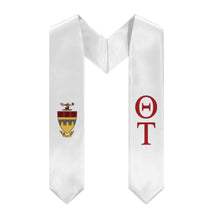 Load image into Gallery viewer, Theta Tau Graduation Stole With Crest - White &amp; Dark Red