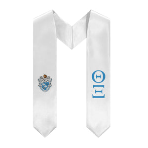 Theta Xi Graduation Stole With Crest - White & Azure