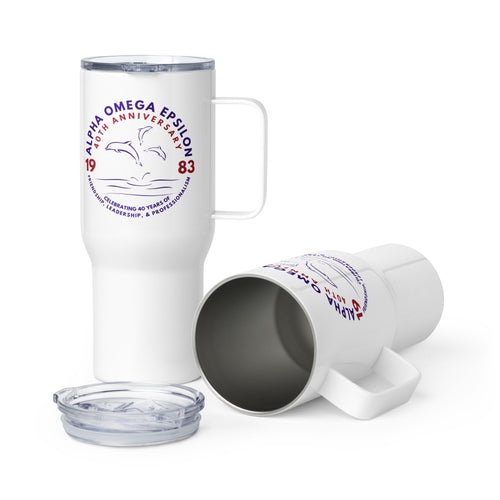 Alpha Omega Epsilon 40th Anniversary Travel Mug With Handle