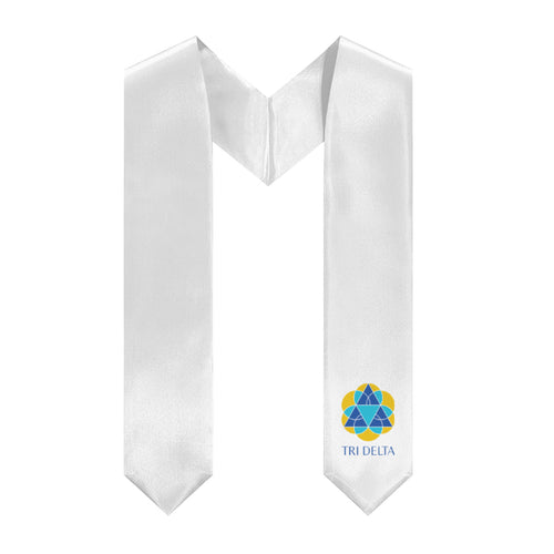 Tri Delta Logo Stole - White