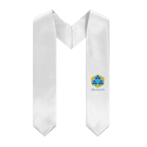 Tri Delta Logo Stole - White