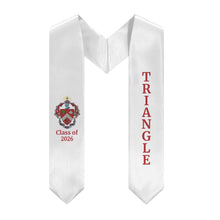 Load image into Gallery viewer, Triangle + Coat Of Arms + Class of 2026 Graduation Stole - White &amp; Red