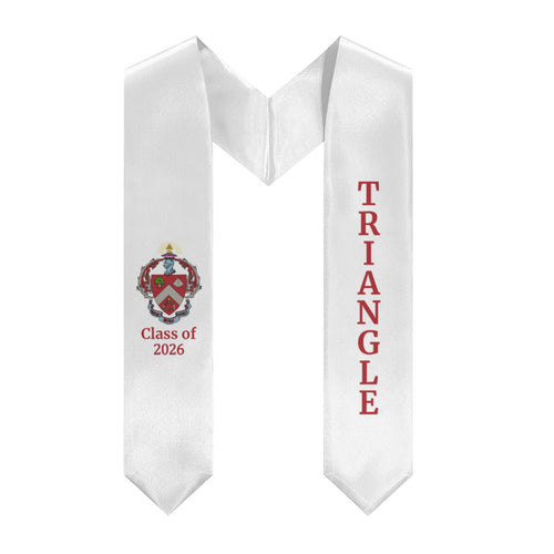 Triangle + Coat Of Arms + Class of 2026 Graduation Stole - White & Red