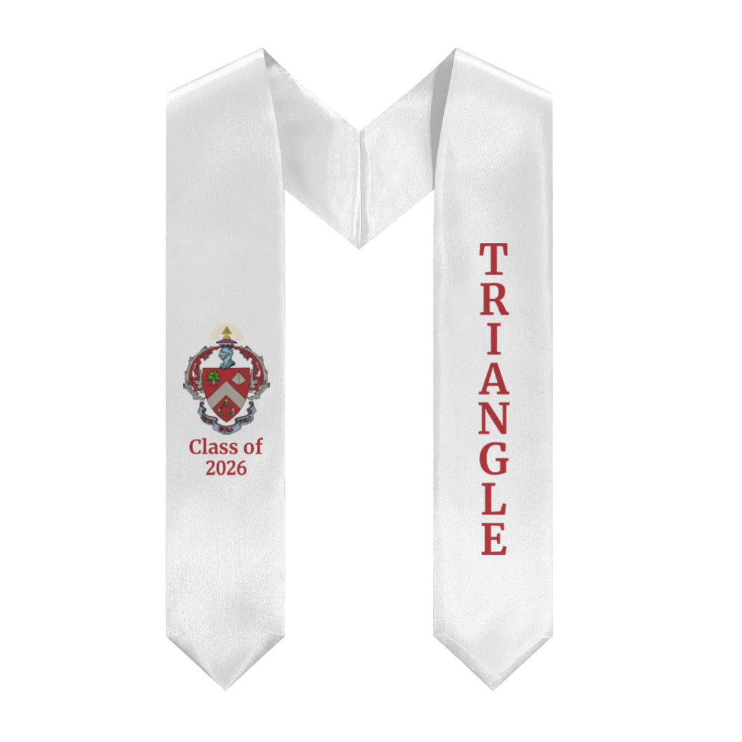 Triangle + Coat Of Arms + Class of 2026 Graduation Stole - White & Red