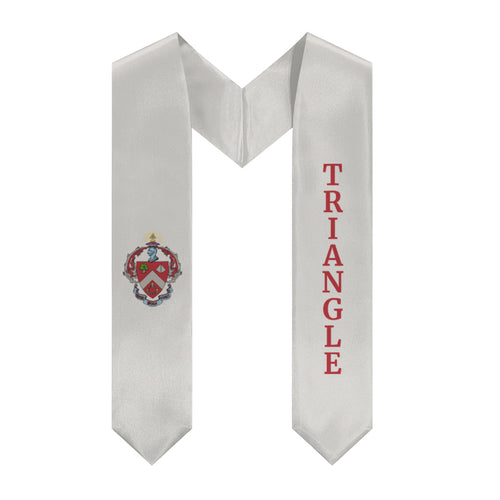 Triangle Fraternity Graduation Stole With Coat of Arms – Grey & Red