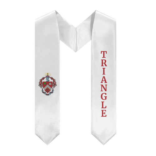 Triangle Fraternity Stole With Coat Of Arms -  White & Red