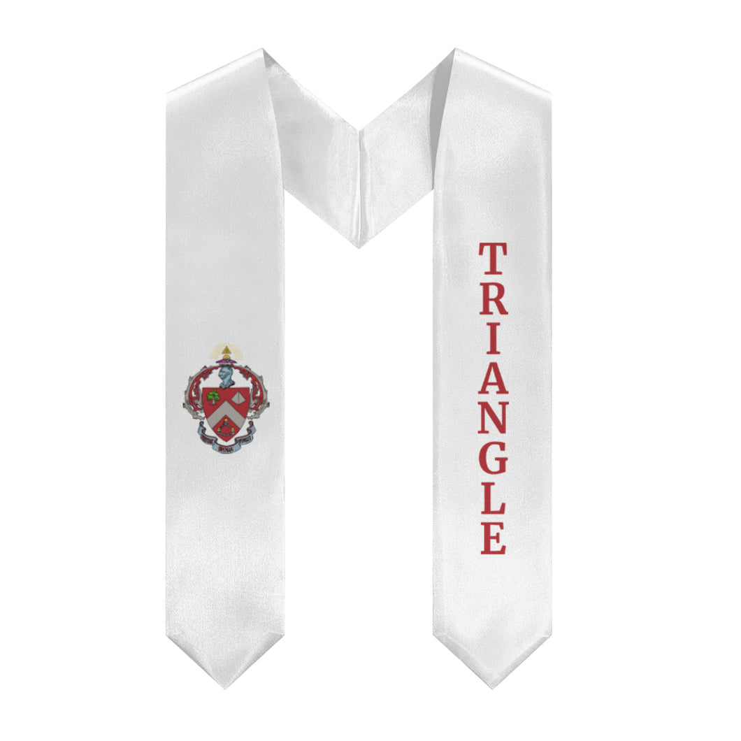 Triangle Fraternity Stole With Coat Of Arms -  White & Red