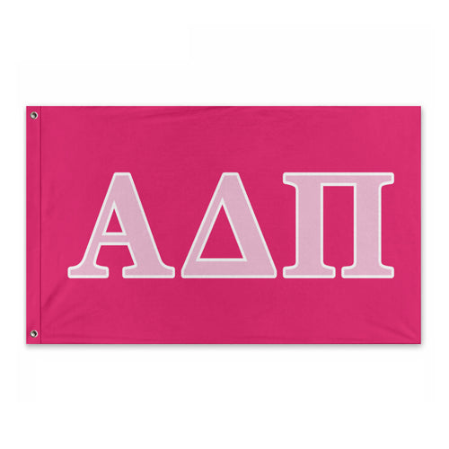 Alpha Delta Pi Custom Wide Greek Block Flag - Hot Pink, Bubble Gum Pink & White