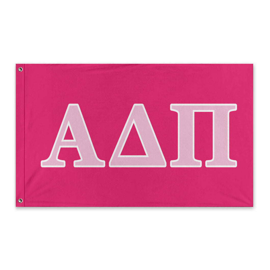 Alpha Delta Pi Custom Wide Greek Block Flag - Hot Pink, Bubble Gum Pink & White