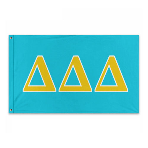 Delta Delta Delta Wide Greek Block Flag - Bright Blue, Gold & White