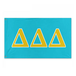 Delta Delta Delta Wide Greek Block Flag - Bright Blue, Gold & White