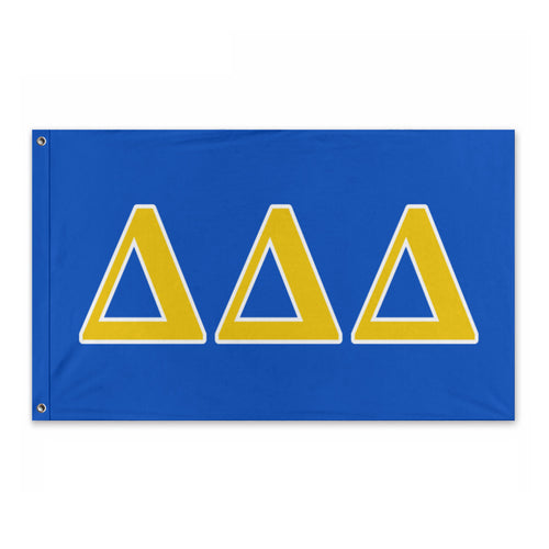 Delta Delta Delta Wide Greek Block Flag - Cerulean Blue, Gold & White