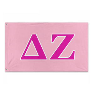 Delta Zeta Wide Block Greek Flag - Light Pink, Hot Pink & White