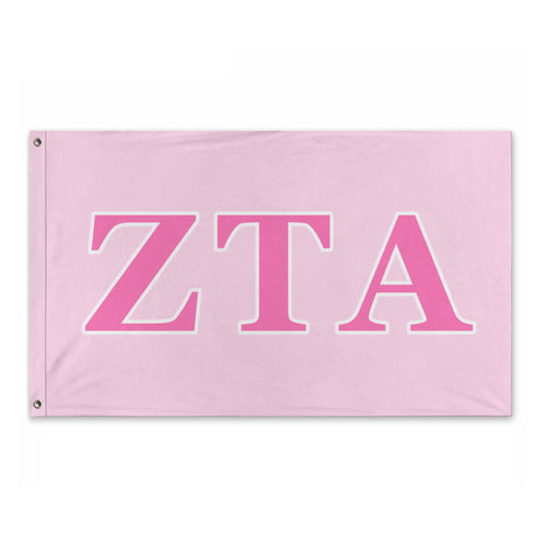 Zeta Tau Alpha Wide Block Greek Flag - Cosmo Pink, Cadillac Pink & White