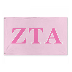 Zeta Tau Alpha Wide Block Greek Flag - Cosmo Pink, Cadillac Pink & White