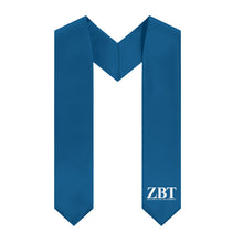Load image into Gallery viewer, Zeta Beta Tau Logo Stole - Medium Blue &amp; White