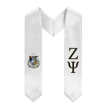 Load image into Gallery viewer, Zeta Psi Graduation Stole With Crest - White, Black &amp; Gold