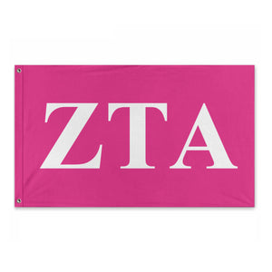 Zeta Tau Alpha Bold Greek Flag - Hot Pink & White