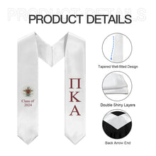 Load image into Gallery viewer, Pi Kappa Alpha + Crest + Class of 2024 Graduation Stole - White &amp; Garnet