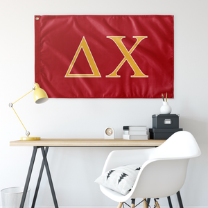 Delta Chi Fraternity Flag - Red, Light Gold & White