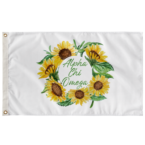 Alpha Chi Omega Sunflower Wreath Greek Flag