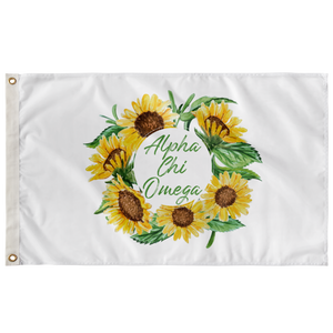 Alpha Chi Omega Sunflower Wreath Greek Flag