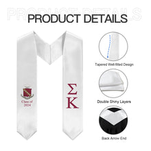 Load image into Gallery viewer, Sigma Kappa + Crest + Class of 2024 Graduation Stole - White &amp; Maroon - 2