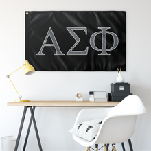 Load image into Gallery viewer, Alpha Sigma Phi Fraternity Flag - Black, Metal &amp; White